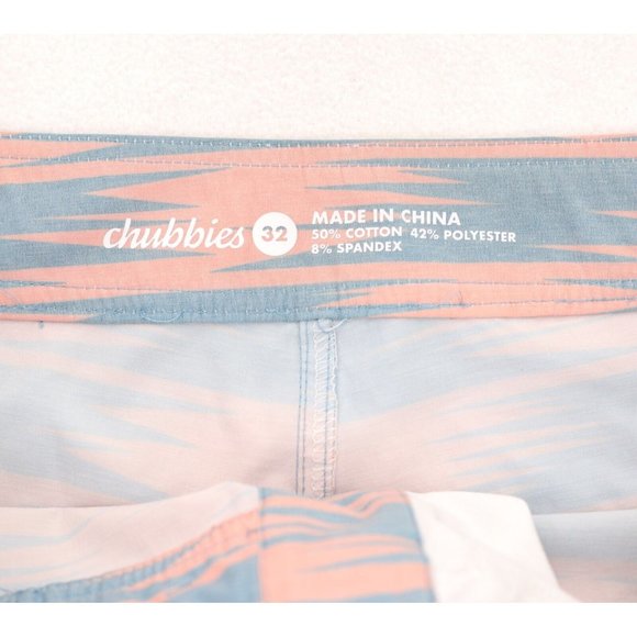 Chubbies Board Shorts Mens 32 Red Pink Blue Unlined 6” Inseam Swim Trunks - Picture 4 of 5